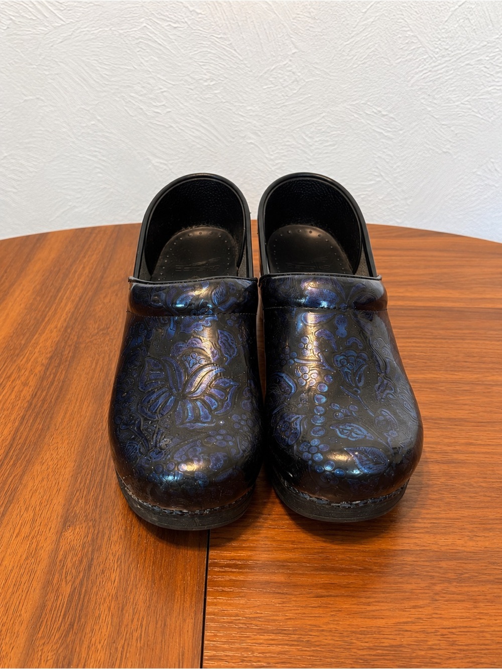 Black Iridescent Floral Clog - Women's Slip-On Work Shoe